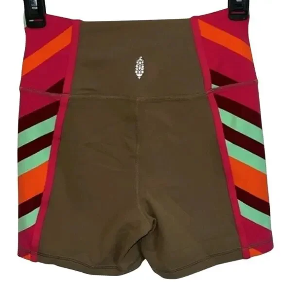 New FREE PEOPLE MOVEMENT Never Better Colorblock Bike Shorts $48 SMALL Moonrock - Picture 4 of 5
